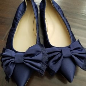 J. Crew Lottie Frayed Bow Flat Satin